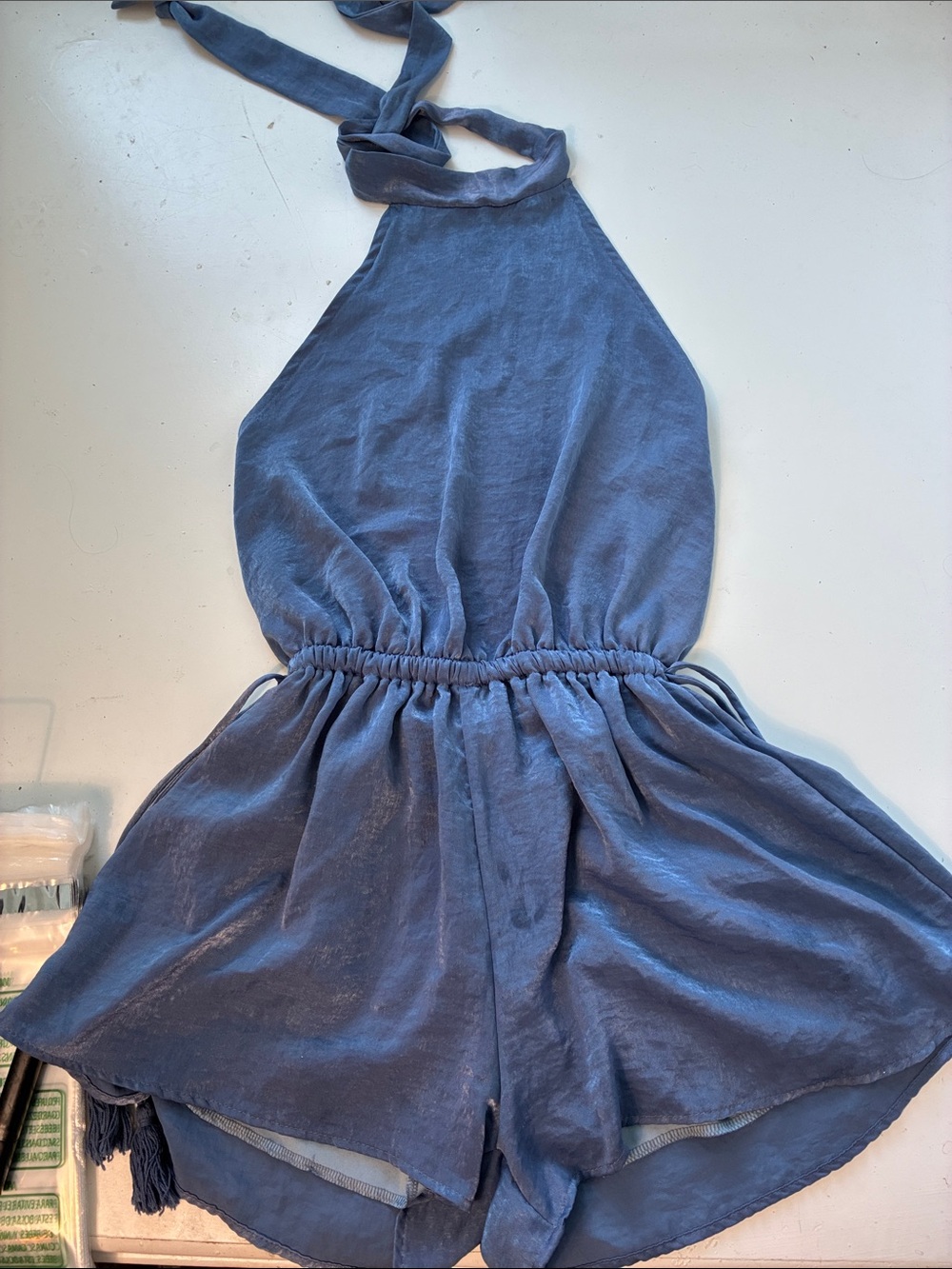 MOD Small Blue Open Back Halter Neck One Piece Romper